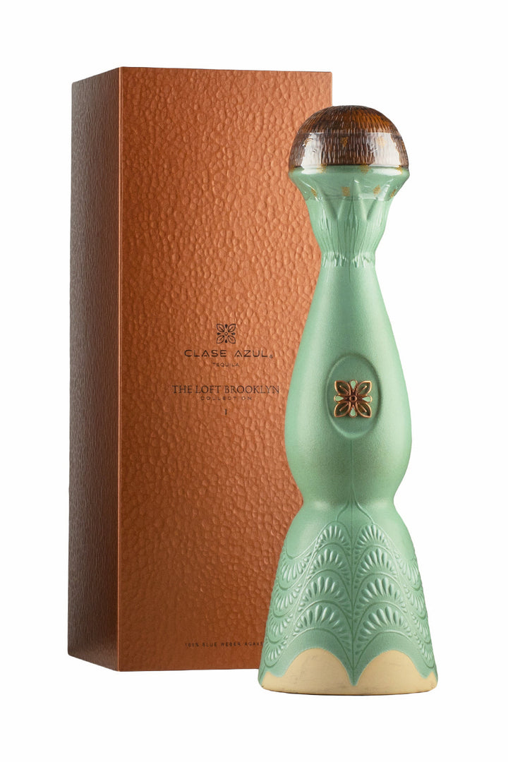 Clase Azul The Loft Brooklyn I, carafe turquoise Art déco et bouchon en cuivre martelé – bouteille Clase Azul