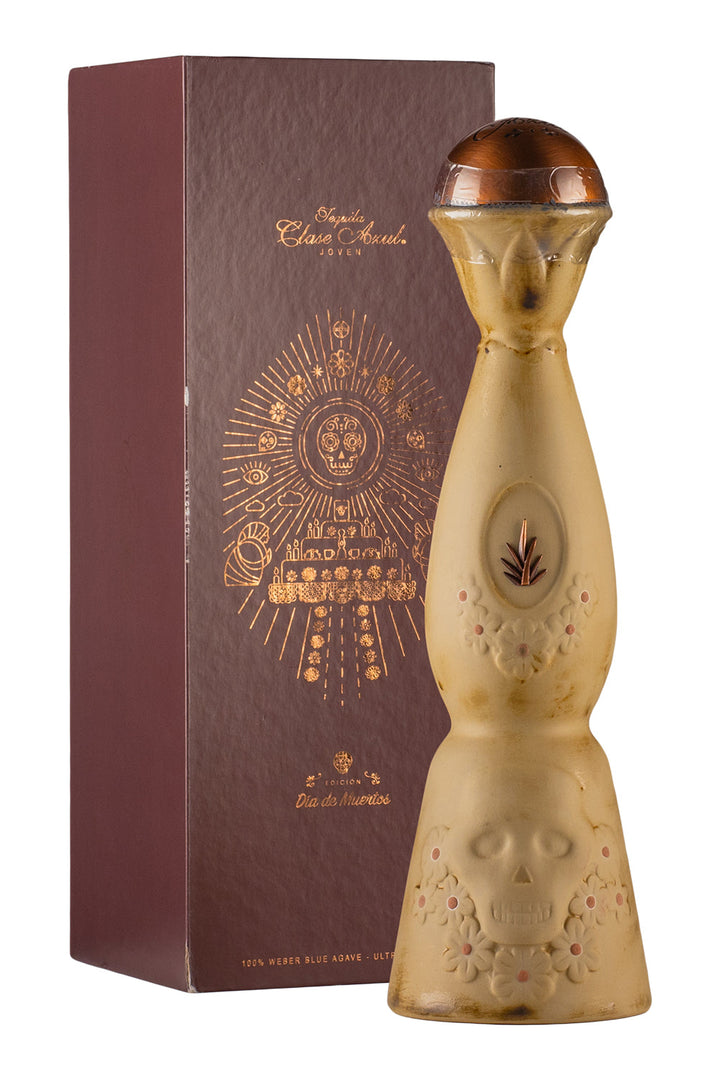 Clase Azul Día de Muertos 2020, carafe en céramique blanche décorée de fleurs de cempasúchil – bouteille Clase Azul