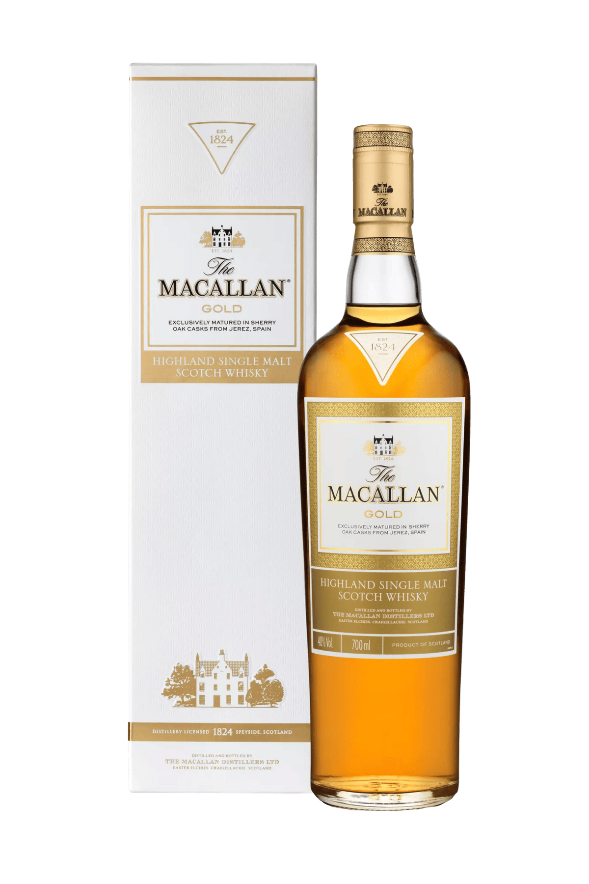 The Macallan Gold de la 1824 Series, bouteille et étui – bouteille The Macallan