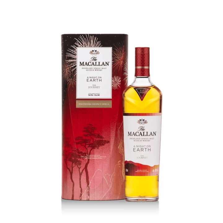 The Macallan A Night on Earth The Journey, bouteille et coffret illustré par Nini Sum – bouteille The Macallan