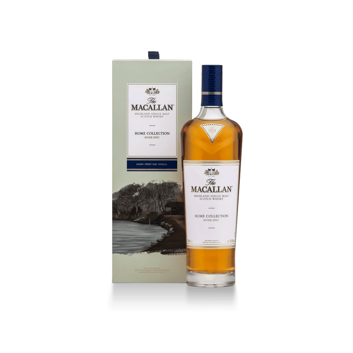 The Macallan Home Collection River Spey, bouteille et étui illustré par Michelle Lucking – bouteille The Macallan