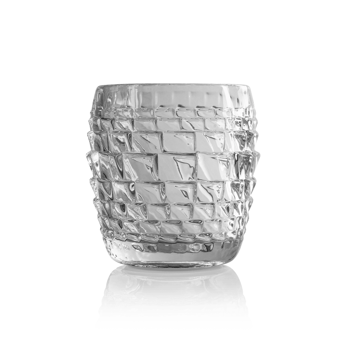 Verre The Macallan TIME : SPACE, gobelet taillé de 200 facettes sur base métallique rouge – bouteille The Macallan