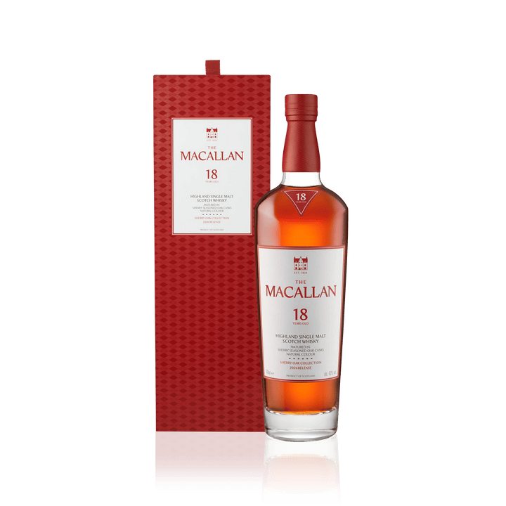 The Macallan Sherry Oak 18 ans, édition 2026, bouteille et étui – bouteille The Macallan
